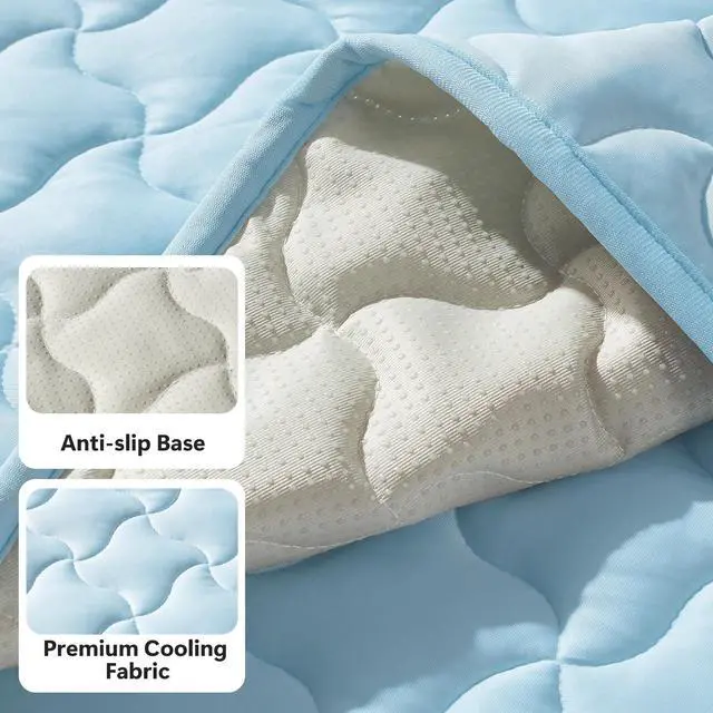 Alt view image 4 of 7 - Cooling Mat for Dogs, Q-Max>0.5 Instant Temp Drop Dog Cooling Mats for Medium Dogs&Cats, Cooling Pad for Dog - Indoor Outdoor Travel Use, Snag ResistantMachine Washable&Anti-Slip, 28"X22" Blue