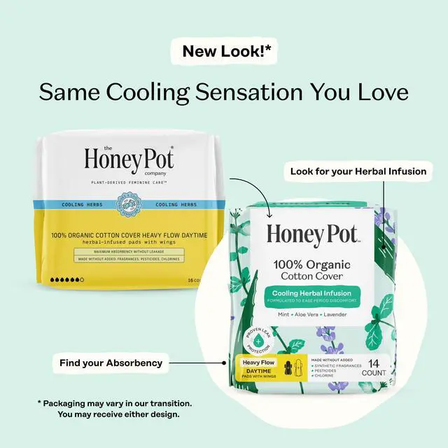 Alt view image 2 of 7 - - Cooling Herbal - Heavy Flow Daytime Pads for Women