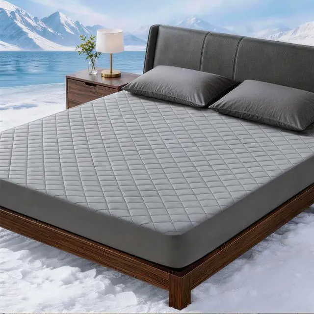 Main image of Cooling Mattress Pad for Hot Sleepers Noiseless Mattress Protector Bed Cooling Pad 3 x Breathable Mattress Topper Q-Max 0.45 Cool Touch, 3D Mesh Deep Pocket Bed Cooling Cover Grey Queen