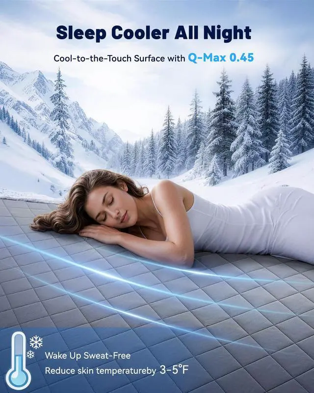 Alt view image 2 of 7 - Cooling Mattress Pad for Hot Sleepers Noiseless Mattress Protector Bed Cooling Pad 3 x Breathable Mattress Topper Q-Max 0.45 Cool Touch, 3D Mesh Deep Pocket Bed Cooling Cover Grey Queen
