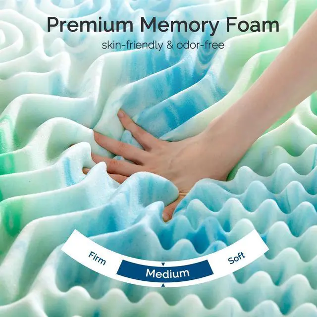 Alt view image 7 of 7 - 3 Inch 7-Zone Twin Memory Foam Mattress Topper Egg Crate Cooling Gel Infused Mattress Pad Bed Topper for Pressure Relief and Back Pain Soft & Breathable, CertiPUR-US Certified