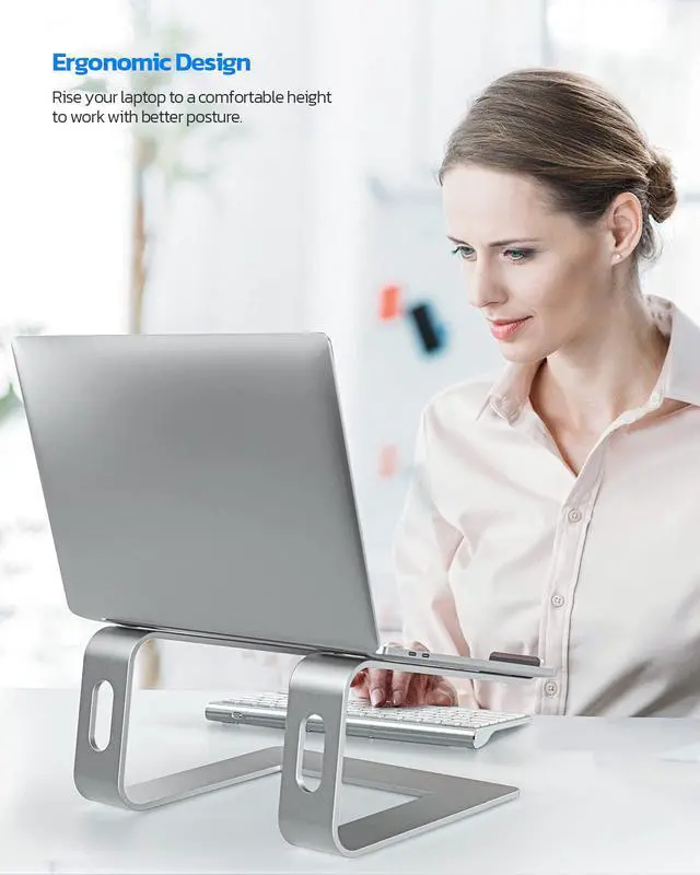 Alt view image 2 of 6 - Full Aluminum Laptop Stand, Stable Support to 22 lbs, Silver