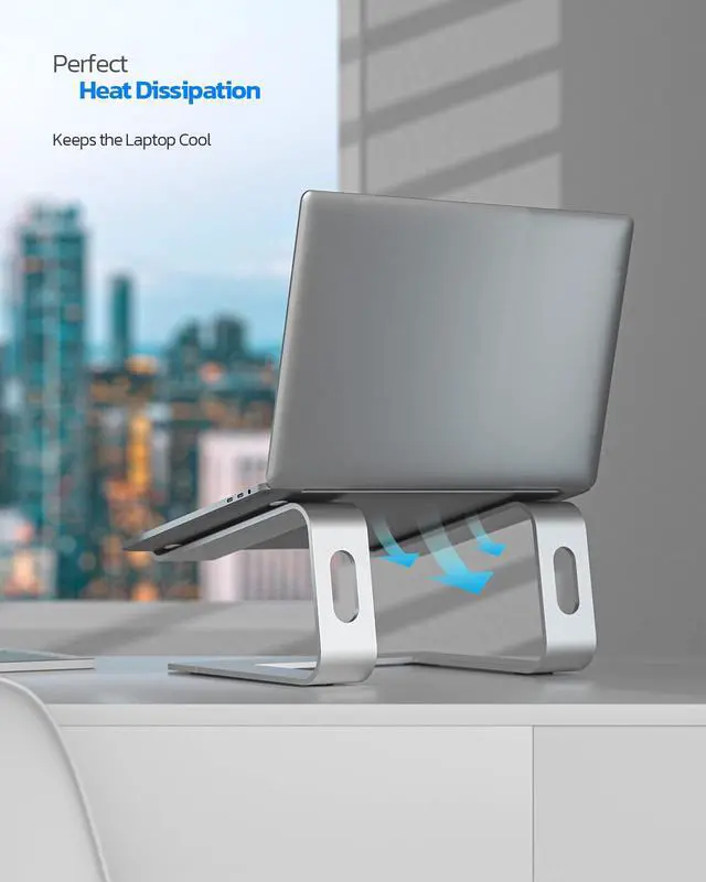 Alt view image 3 of 6 - Full Aluminum Laptop Stand, Stable Support to 22 lbs, Silver