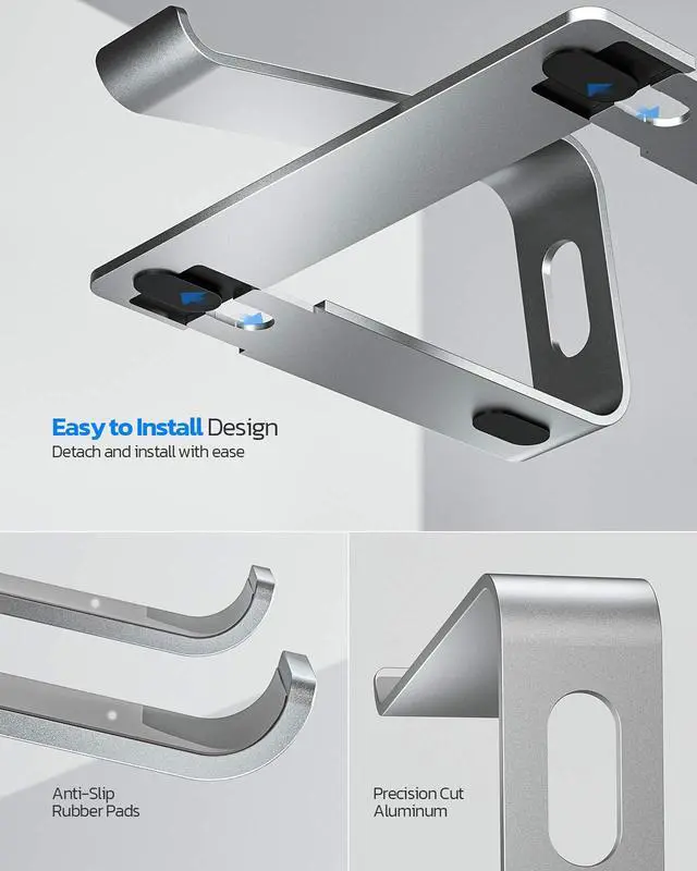 Alt view image 5 of 6 - Full Aluminum Laptop Stand, Stable Support to 22 lbs, Silver
