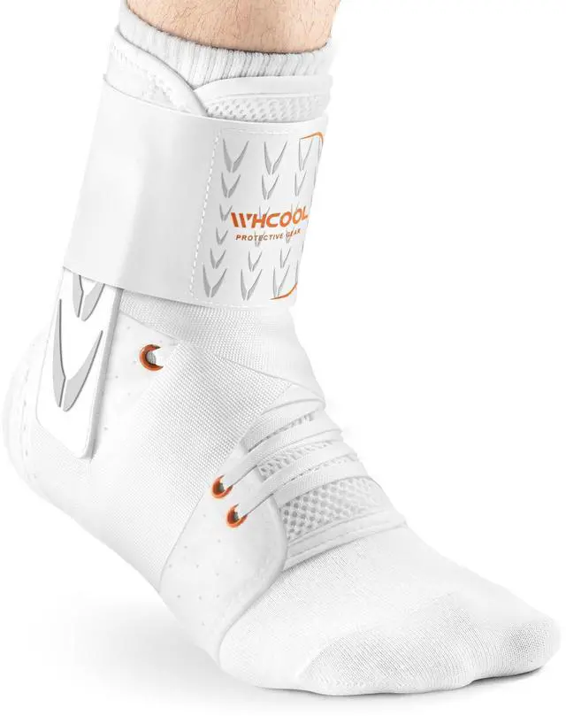 Main image of Slim-Fit Ankle Brace for Sprained Ankle, Quick Lace Up Ankle Support for Women Men with 2 Auto-Shaped Pads, Air Fabric Cool Ankle Stabilizer for Injury Recover, Running,Sports,White,S
