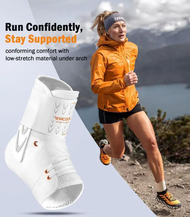 Alt view image 7 of 7 - Slim-Fit Ankle Brace for Sprained Ankle, Quick Lace Up Ankle Support for Women Men with 2 Auto-Shaped Pads, Air Fabric Cool Ankle Stabilizer for Injury Recover, Running,Sports,White,S