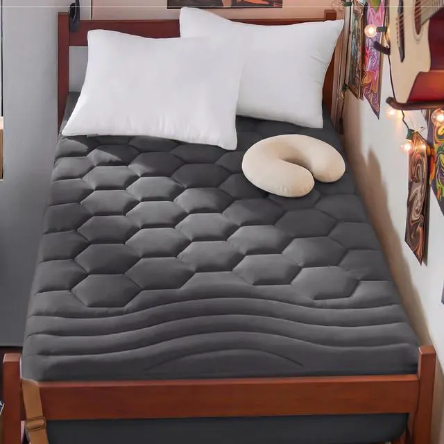 Main image of Grey Twin XL Mattress Pad - Soft Mattress Topper for College Dorm Room Essentials, Extra Long Twin Bed Cover Protector with 8-21 Inches Deep Pocket, Washable, Grey, 39x80 Inches