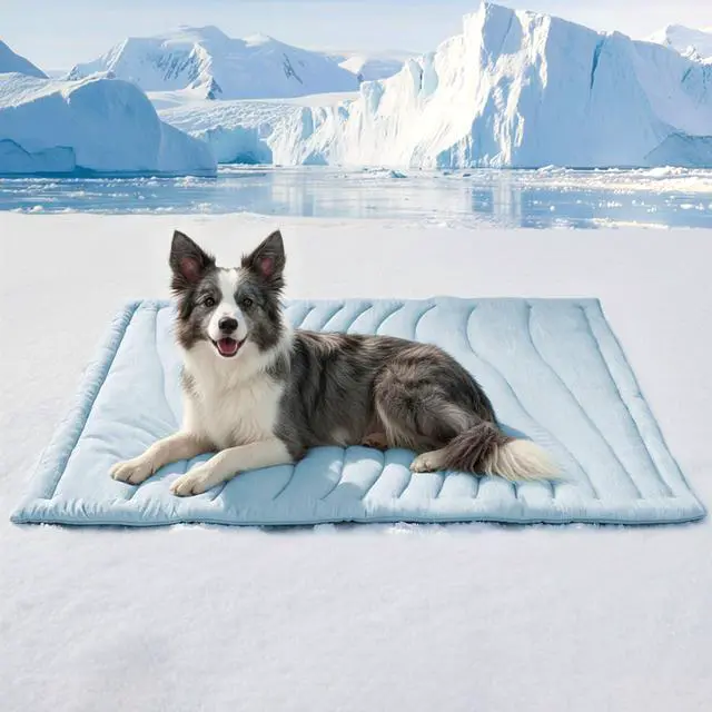 Main image of Large Dog Cooling Mat, Q-MAX0.46 Thickened Breathable Cold Pad for Summer Active Dog, 48"x28" Indoor Outdoor Kennel Crate Pet Bed, Rapid Cooling Washable Durable Non-Gel Blue
