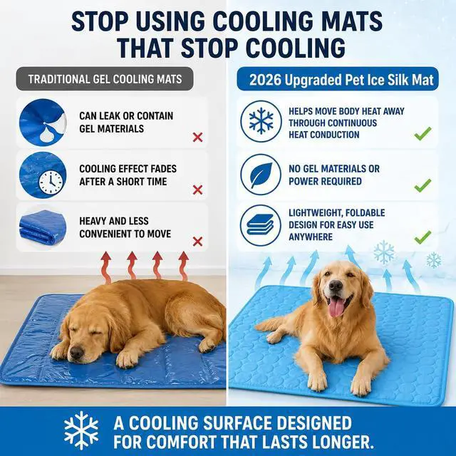 Alt view image 3 of 6 - Dog Cooling Mat, 2026 Upgraded Pet Ice Silk Mat(Bule,M-24×20")