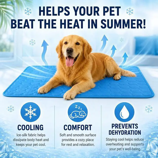 Alt view image 2 of 6 - Dog Cooling Mat, 2026 Upgraded Pet Ice Silk Mat(Bule,M-24×20")