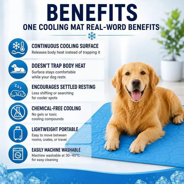 Alt view image 5 of 6 - Dog Cooling Mat, 2026 Upgraded Pet Ice Silk Mat(Bule,M-24×20")