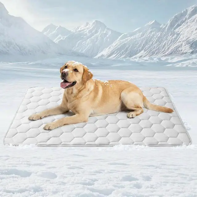 Main image of Dog Cooling Mat for Large Dogs,Washable Self Cooling Pet Pad with Non Slip Bottom,Portable Ice Silk Cooling Bed for Medium Large Dogs,Foldable Cooling Blanket for Indoor Outdoor Crate Use(Grey-XL