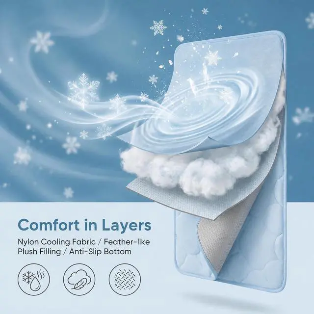 Alt view image 3 of 7 - Dog Cooling Mat for Large Dogs,Washable Self Cooling Pet Pad with Non Slip Bottom,Portable Ice Silk Cooling Bed for Medium Large Dogs,Foldable Cooling Blanket for Indoor Outdoor Crate Use(Grey-XL