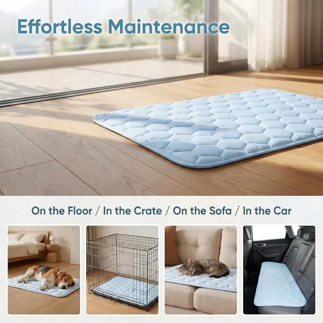 Alt view image 4 of 7 - Dog Cooling Mat for Large Dogs,Washable Self Cooling Pet Pad with Non Slip Bottom,Portable Ice Silk Cooling Bed for Medium Large Dogs,Foldable Cooling Blanket for Indoor Outdoor Crate Use(Grey-XL