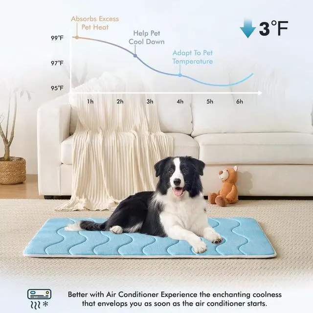 Alt view image 2 of 6 - 0.8" Thick Cooling Dog Foam Pad & Summer Pet Sleeping Mat, Machine Washable, Materials Safe, Portable Flat Pet Bed for Dogs.(Sky Blue, 24" x 18")