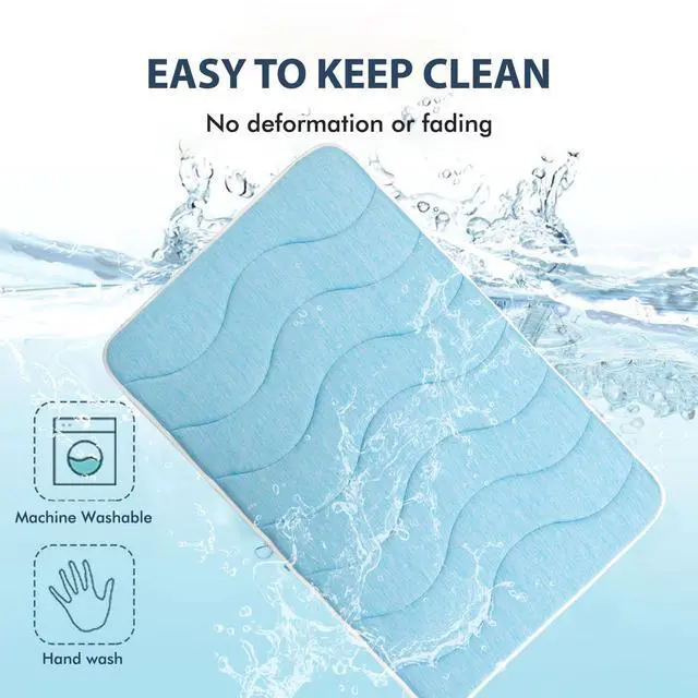 Alt view image 5 of 6 - 0.8" Thick Cooling Dog Foam Pad & Summer Pet Sleeping Mat, Machine Washable, Materials Safe, Portable Flat Pet Bed for Dogs.(Sky Blue, 24" x 18")