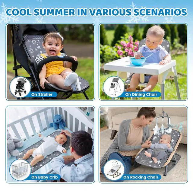 Alt view image 6 of 6 - Reversible Stroller Cooling Pad, Water-Resistant & Comfortable, Gray