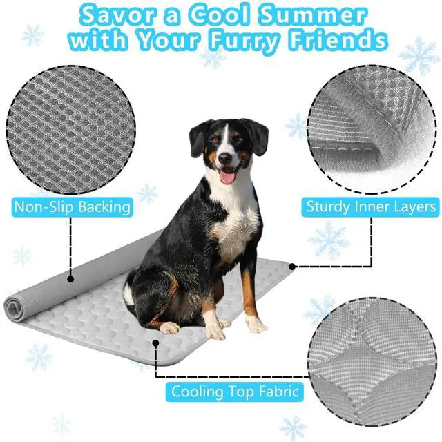 Alt view image 2 of 7 - Dog Cooling Mat for Dogs, Pet Cooling Pad Bed for Dog Easy Washable for All Types of Pets and Perfect for Both Indoor and Outdoor Use, Including Car Seats 59" x 40"
