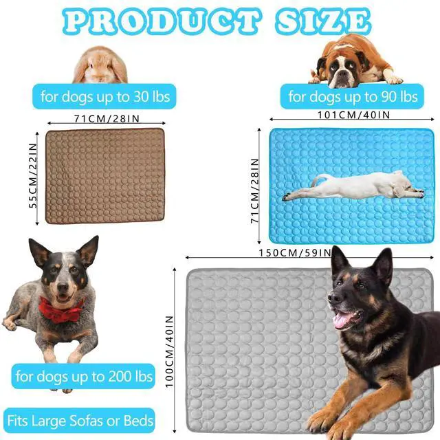 Alt view image 3 of 7 - Dog Cooling Mat for Dogs, Pet Cooling Pad Bed for Dog Easy Washable for All Types of Pets and Perfect for Both Indoor and Outdoor Use, Including Car Seats 59" x 40"