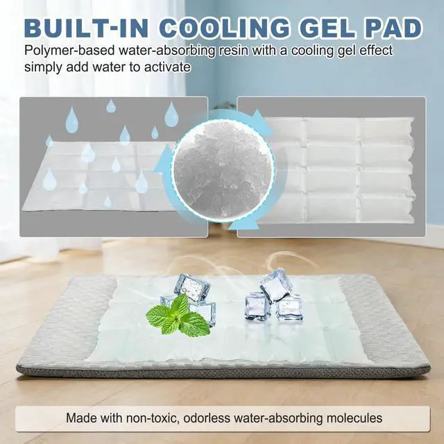 Alt view image 2 of 6 - Dog Cooling Mat, Self-Cooling Pad for Dogs - 12" x 19" Washable Non-Toxic Summer Pet Mat, Refrigerable, Non-Slip Foldable Portable Soft Pad for Indoor Outdoor, Kennel Sofa Bed Floor Car