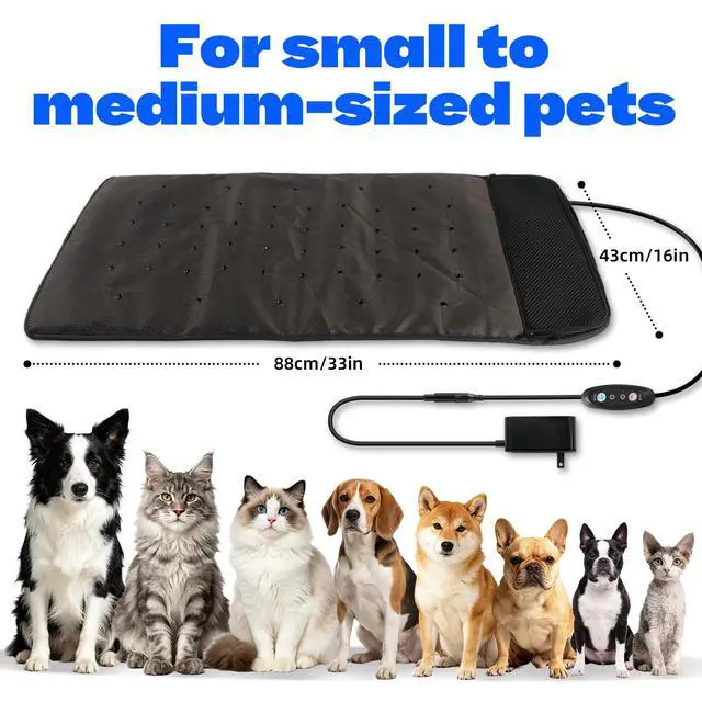 Alt view image 2 of 7 - Electric Pet Ventilated & Heating Pad, 33"x16" Large Dog Cooling Mat with Fan, Cat Heating Pad, Winter Warm Dog Pad & Cooling Cat Mat for Indoor Pet Beds & Furniture Outdoor Cat Houses, 3 Levels