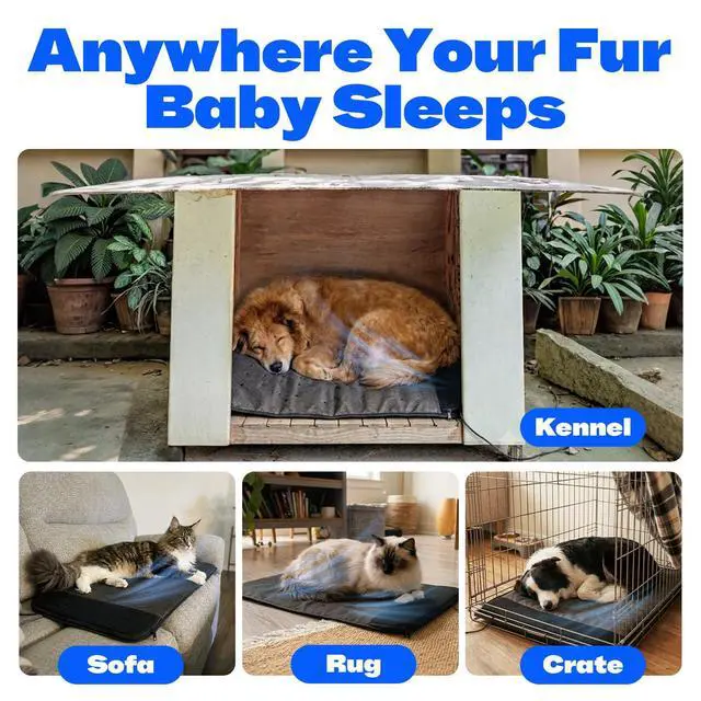Alt view image 4 of 7 - Electric Pet Ventilated & Heating Pad, 33"x16" Large Dog Cooling Mat with Fan, Cat Heating Pad, Winter Warm Dog Pad & Cooling Cat Mat for Indoor Pet Beds & Furniture Outdoor Cat Houses, 3 Levels