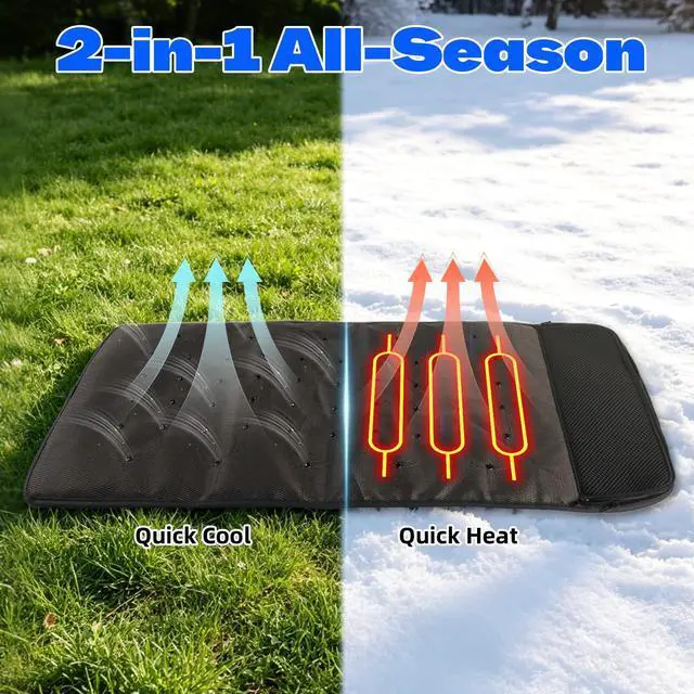 Alt view image 3 of 7 - Electric Pet Ventilated & Heating Pad, 33"x16" Large Dog Cooling Mat with Fan, Cat Heating Pad, Winter Warm Dog Pad & Cooling Cat Mat for Indoor Pet Beds & Furniture Outdoor Cat Houses, 3 Levels
