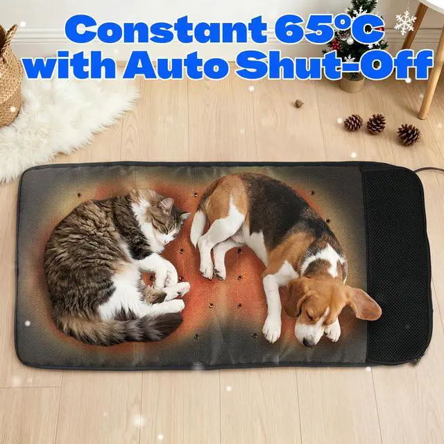 Alt view image 7 of 7 - Electric Pet Ventilated & Heating Pad, 33"x16" Large Dog Cooling Mat with Fan, Cat Heating Pad, Winter Warm Dog Pad & Cooling Cat Mat for Indoor Pet Beds & Furniture Outdoor Cat Houses, 3 Levels