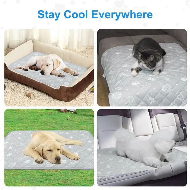 Alt view image 7 of 7 - Self Dog Cooling Mat 39x 59,Color-Changing,Foldable and Washable,Grey