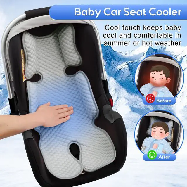 Alt view image 3 of 7 - Car Seat Cooling Pad for Baby, Mink Dot Car Seat Cooler Mat for Girls Boys, Stroller Cooling Pad with 3D Breathable Mesh, Multifunctional Infant Carseat Cooling Insert Liner for Summer