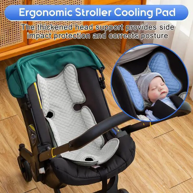 Alt view image 4 of 7 - Car Seat Cooling Pad for Baby, Mink Dot Car Seat Cooler Mat for Girls Boys, Stroller Cooling Pad with 3D Breathable Mesh, Multifunctional Infant Carseat Cooling Insert Liner for Summer