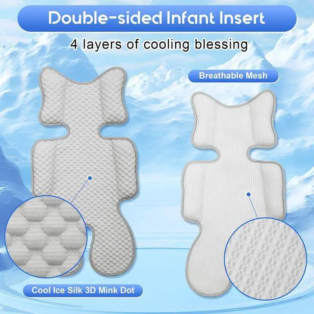 Alt view image 5 of 7 - Car Seat Cooling Pad for Baby, Mink Dot Car Seat Cooler Mat for Girls Boys, Stroller Cooling Pad with 3D Breathable Mesh, Multifunctional Infant Carseat Cooling Insert Liner for Summer