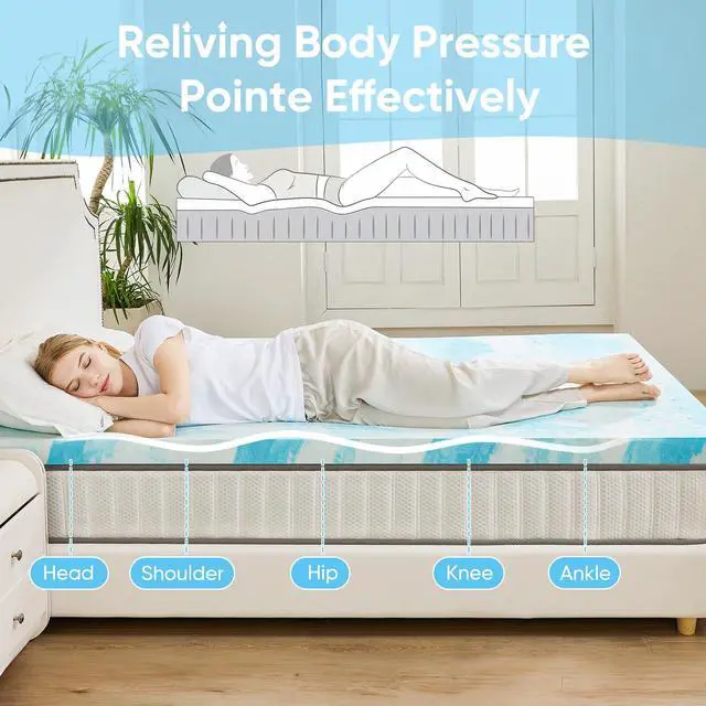 Alt view image 3 of 7 - 2 Inch Queen Cooling Gel Infused Memory Foam Mattress Topper Bed Pad