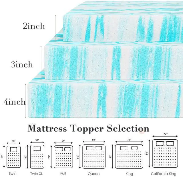 Alt view image 4 of 7 - 2 Inch Queen Cooling Gel Infused Memory Foam Mattress Topper Bed Pad