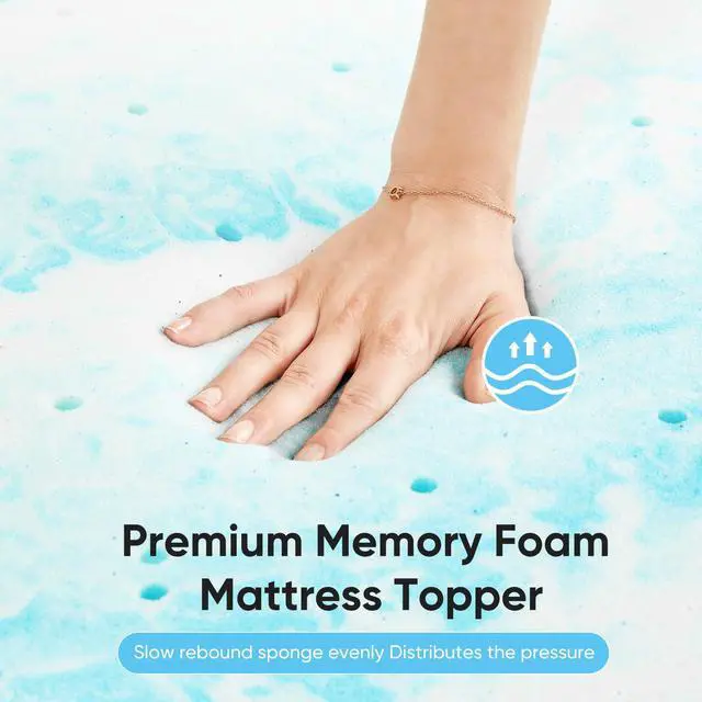Alt view image 5 of 7 - 2 Inch Queen Cooling Gel Infused Memory Foam Mattress Topper Bed Pad