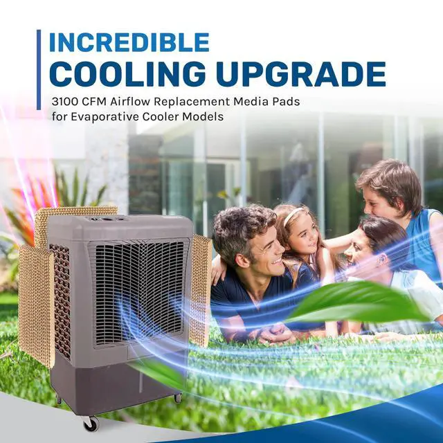 Alt view image 2 of 7 - Replacement Evaporative Cooler Pads - Swamp Cooler Replacement Pads Corrugated Build - Low Odor Xel50 Media Evaporative Cooling Pad for 3100 CFM Cooler Fan - 3 Panels, 21.75 x 10 & 18