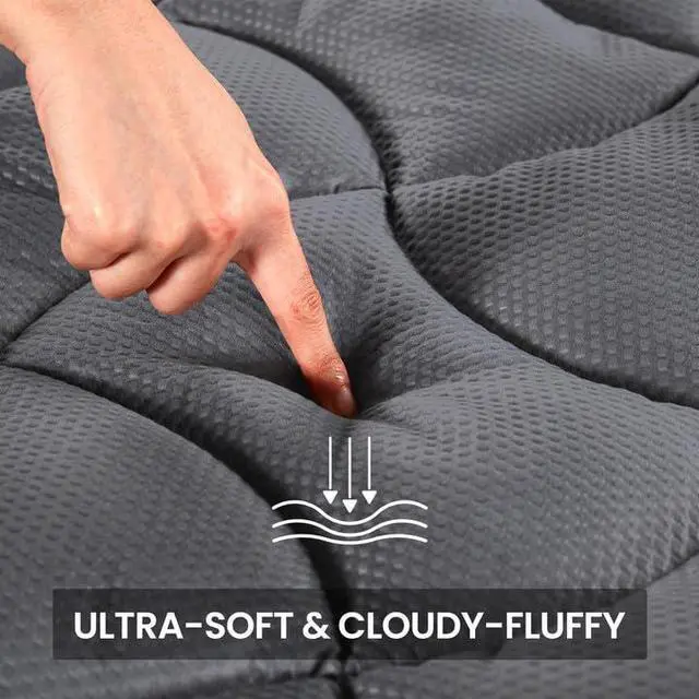Alt view image 3 of 7 - Cooling Queen Mattress Topper, Premium Zoned Cool Mattress Pad Cover, Padded Mattress Protector Breathable Washable, Deep Pocket 8-21" (Grey, Queen)