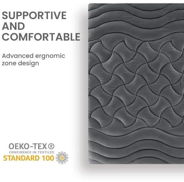 Alt view image 7 of 7 - Cooling Queen Mattress Topper, Premium Zoned Cool Mattress Pad Cover, Padded Mattress Protector Breathable Washable, Deep Pocket 8-21" (Grey, Queen)