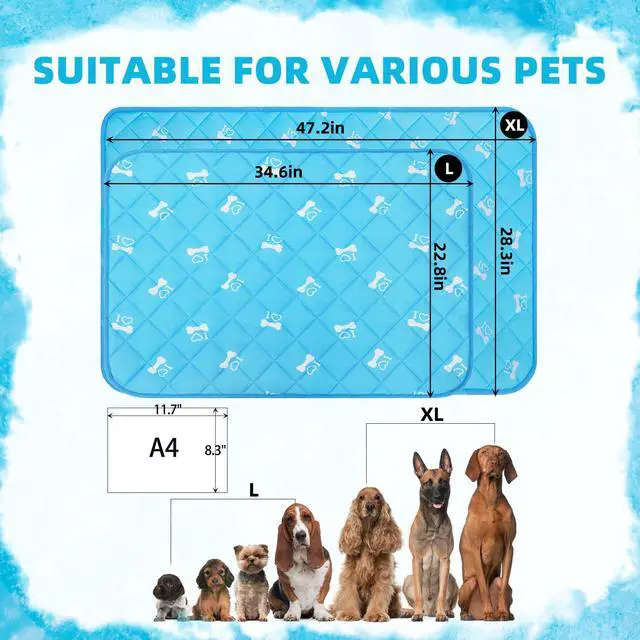 Alt view image 2 of 7 - Dog Cooling Mat, Upgraded Thickened Pet Cat Cooling Pad, Non-Slip Summer Dog Blanket Outdoor & Indoor Bed, Washable Ice Silk Kennel Crates Mats for Extra Large Medium Small Dogs