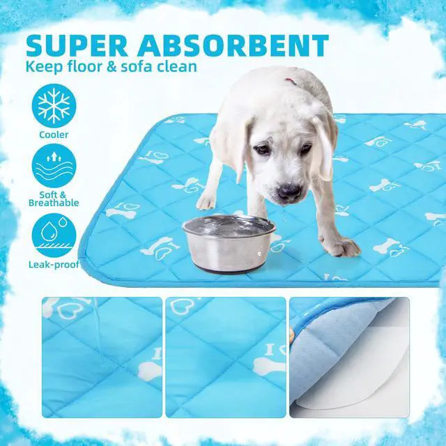 Alt view image 4 of 7 - Dog Cooling Mat, Upgraded Thickened Pet Cat Cooling Pad, Non-Slip Summer Dog Blanket Outdoor & Indoor Bed, Washable Ice Silk Kennel Crates Mats for Extra Large Medium Small Dogs