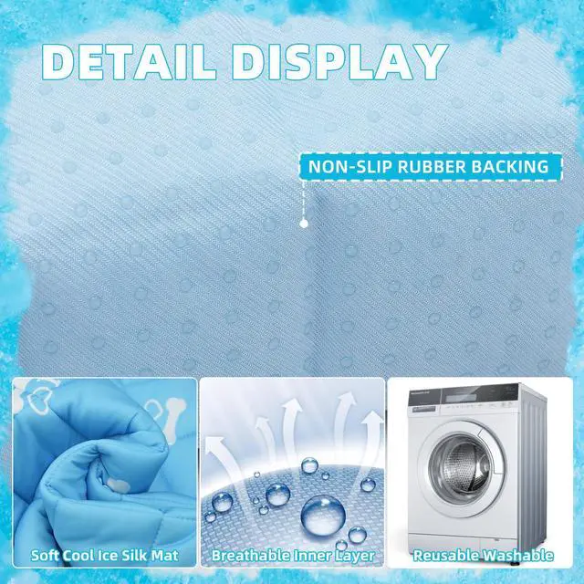 Alt view image 5 of 7 - Dog Cooling Mat, Upgraded Thickened Pet Cat Cooling Pad, Non-Slip Summer Dog Blanket Outdoor & Indoor Bed, Washable Ice Silk Kennel Crates Mats for Extra Large Medium Small Dogs