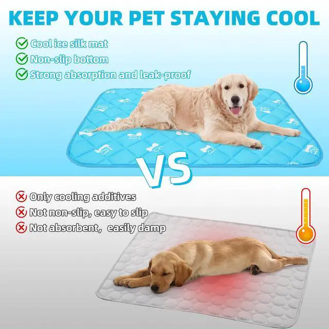 Alt view image 6 of 7 - Dog Cooling Mat, Upgraded Thickened Pet Cat Cooling Pad, Non-Slip Summer Dog Blanket Outdoor & Indoor Bed, Washable Ice Silk Kennel Crates Mats for Extra Large Medium Small Dogs
