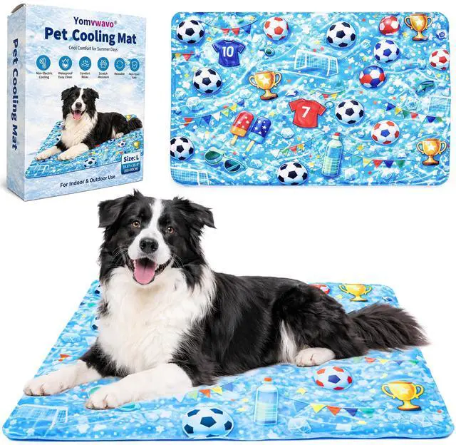 Main image of Dog Cooling Mat, Water-Activated Gel Ice Pad for Dogs&Cats, Self-Cooling Mat Soccer Fan Dog Gifts, Waterproof Wipe-Clean, Soccer-Themed Summer Beds for Outdoor&Indoor Large/Medium/Small Pets