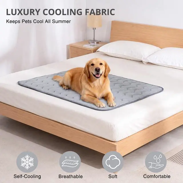 Alt view image 5 of 7 - Cooling Mat for Large Dogs, 39"x 28" Thick & Durable Dog Cooling Mat, Q-MAX>0.45, Double-Sided Cooling Pet Pad, Washable Portable Dog Cooling Mat for Couch, Crate & Car - L - Grey