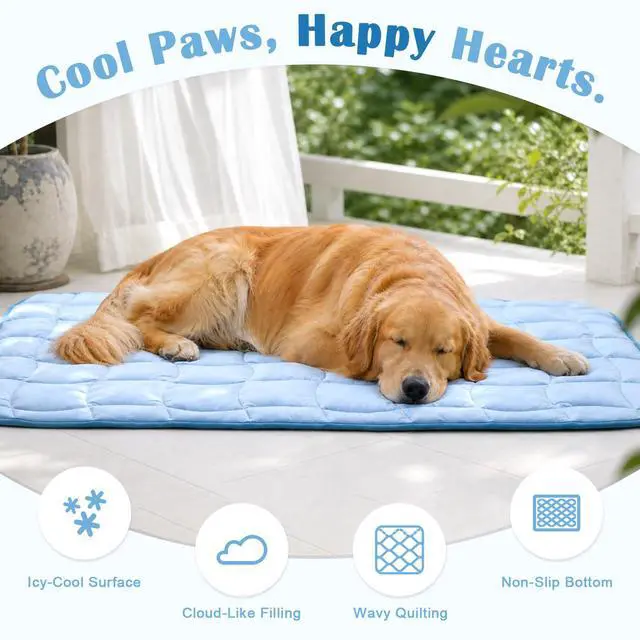 Alt view image 2 of 7 - Cooling Mat for Dogs, X-Large Dog Cooling Pad, 44"x32", Blue