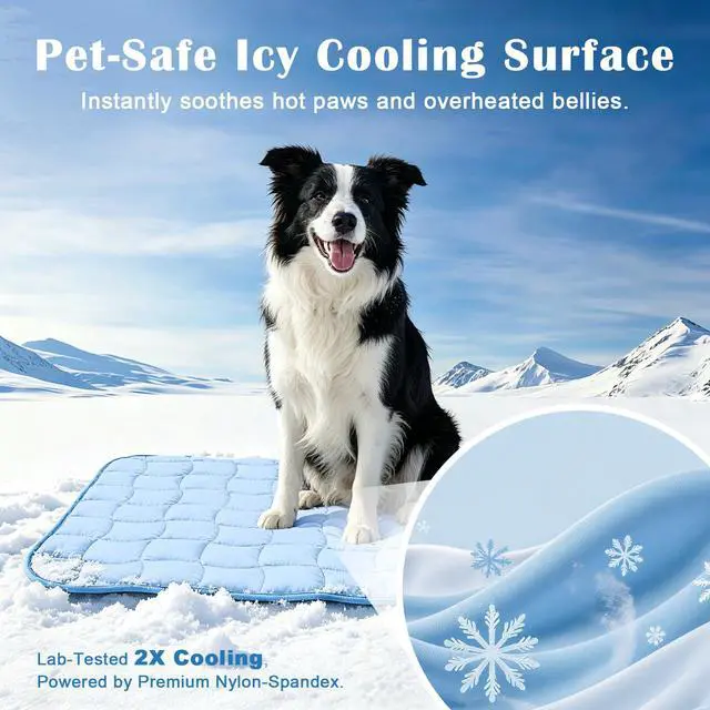 Alt view image 3 of 7 - Cooling Mat for Dogs, X-Large Dog Cooling Pad, 44"x32", Blue