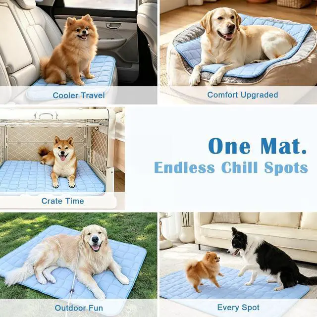 Alt view image 6 of 7 - Cooling Mat for Dogs, X-Large Dog Cooling Pad, 44"x32", Blue