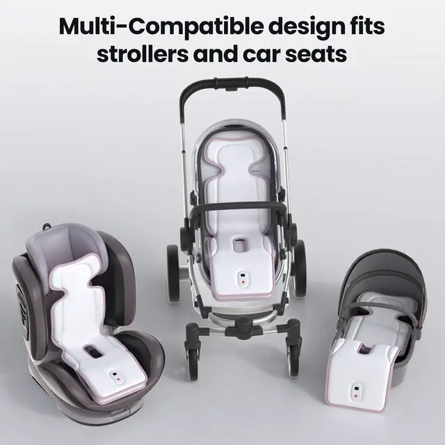 Alt view image 7 of 7 - Baby Stroller Cooling Pad, Up to 10H Cooling, 10000 mAh Rechargeable Car Seat Liner with 2 Built-in Blower, 3 Speed, Summer Essentials for Baby Girl Boy, Cooling Cushion for Toddler Outdoors, Pink