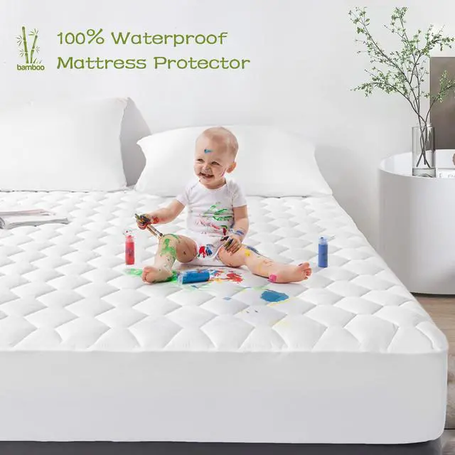 Alt view image 3 of 6 - Queen Mattress Protector Waterproof, Mattress Pad Rayon from Bamboo