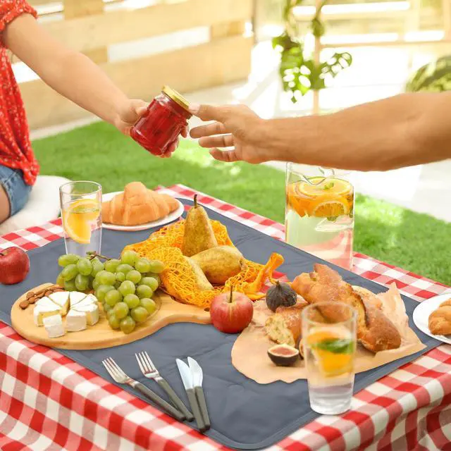 Alt view image 6 of 6 - 2 Pcs Reusable Freezable Ice Mat for Buffet Table Chilled Serving Tray Party 19.69 x 15.75 Inches Charcuterie Cooler Cooling Trays for Food, Cheese(Gray)